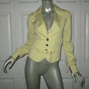 PATRIZIA PEPE Yellow Belted Cropped Blazer Jacket Italy